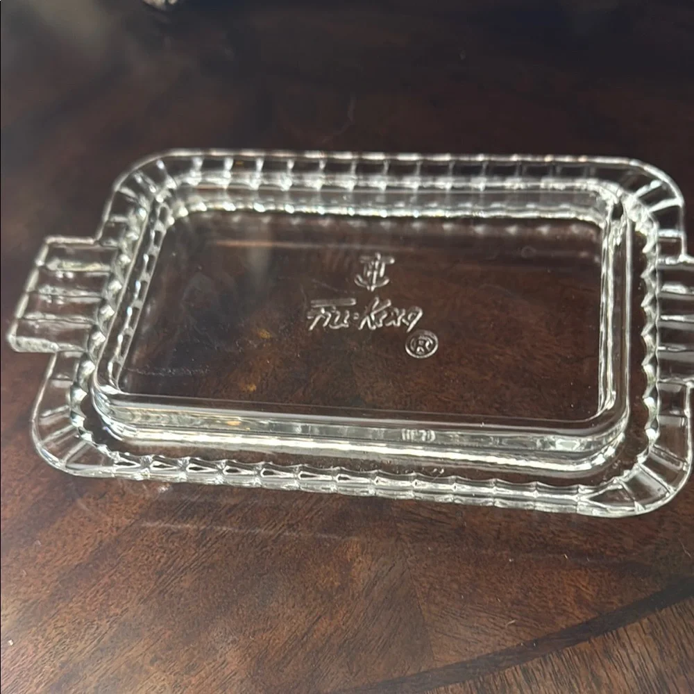 Elegant Fire King Clear Glass Butter Dish - Picture 2 of 6